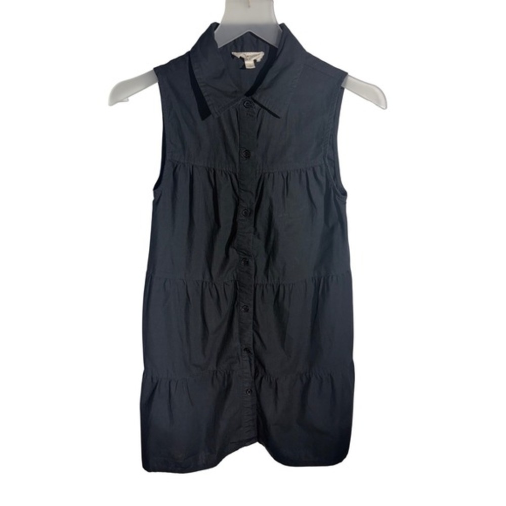 Derek Heart Black Cotton Sleeveless Tiered Babydoll Button Down Top Small